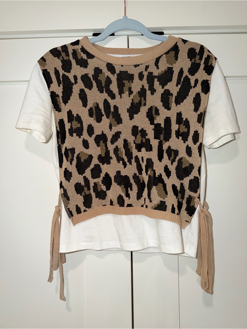Strut & Bolt Leopard Print Layered Side Tie Top Size S NWOT